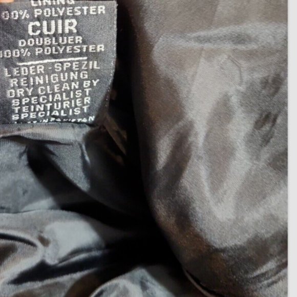 Zony Inc Black Leather Biker Moto Jacket Zip Out Lining - Picture 10 of 14